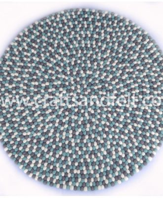 100cm Geyser Blue Felt Ball Rug