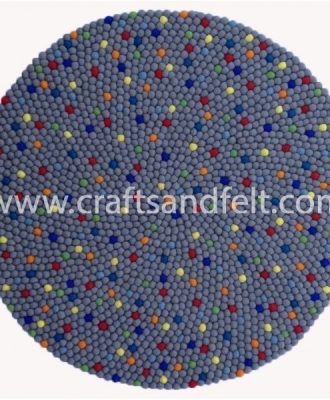 100cm Grey Felt Ball Rug With Multi Dots