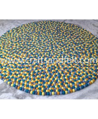 120cm Yellow Felt Ball Rug