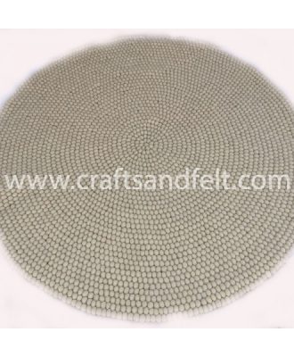 140cm Off White Felt Ball Rug