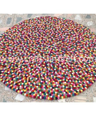 160cm Multi Colored Round Felt Ball Rug