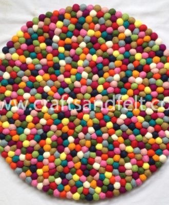 60cm Multi-coloured Felt Ball Mat