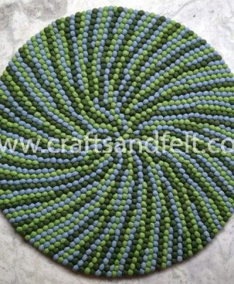 90cm Handmade Green Felt Ball Rug