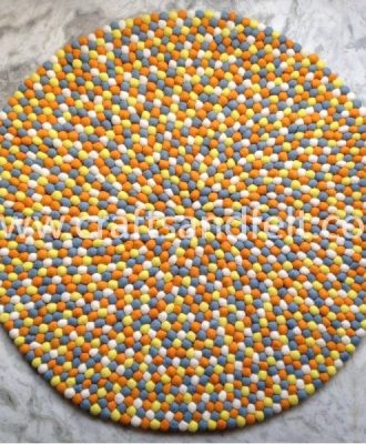 90cm Handmade Round Felt Ball Rug